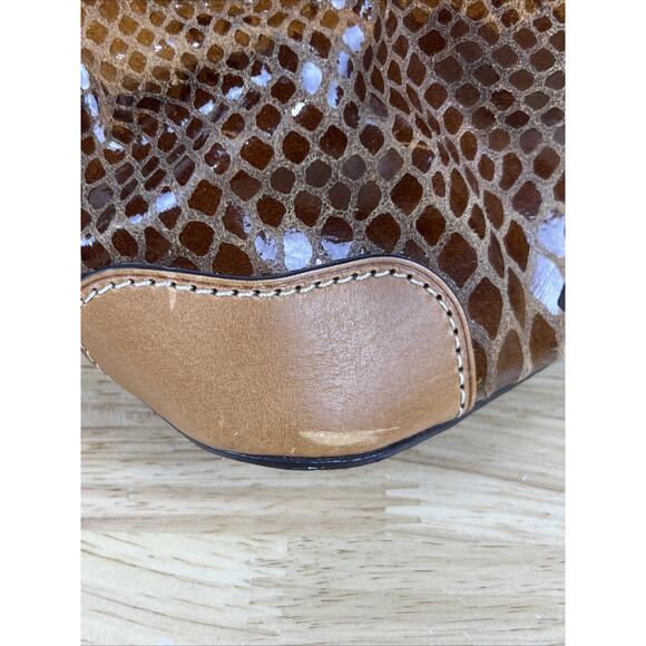 Dooney & Bourke Shoulder Hobo Handbag Brown Snakeskin Leather Erica Top Handle - Picture 8 of 14